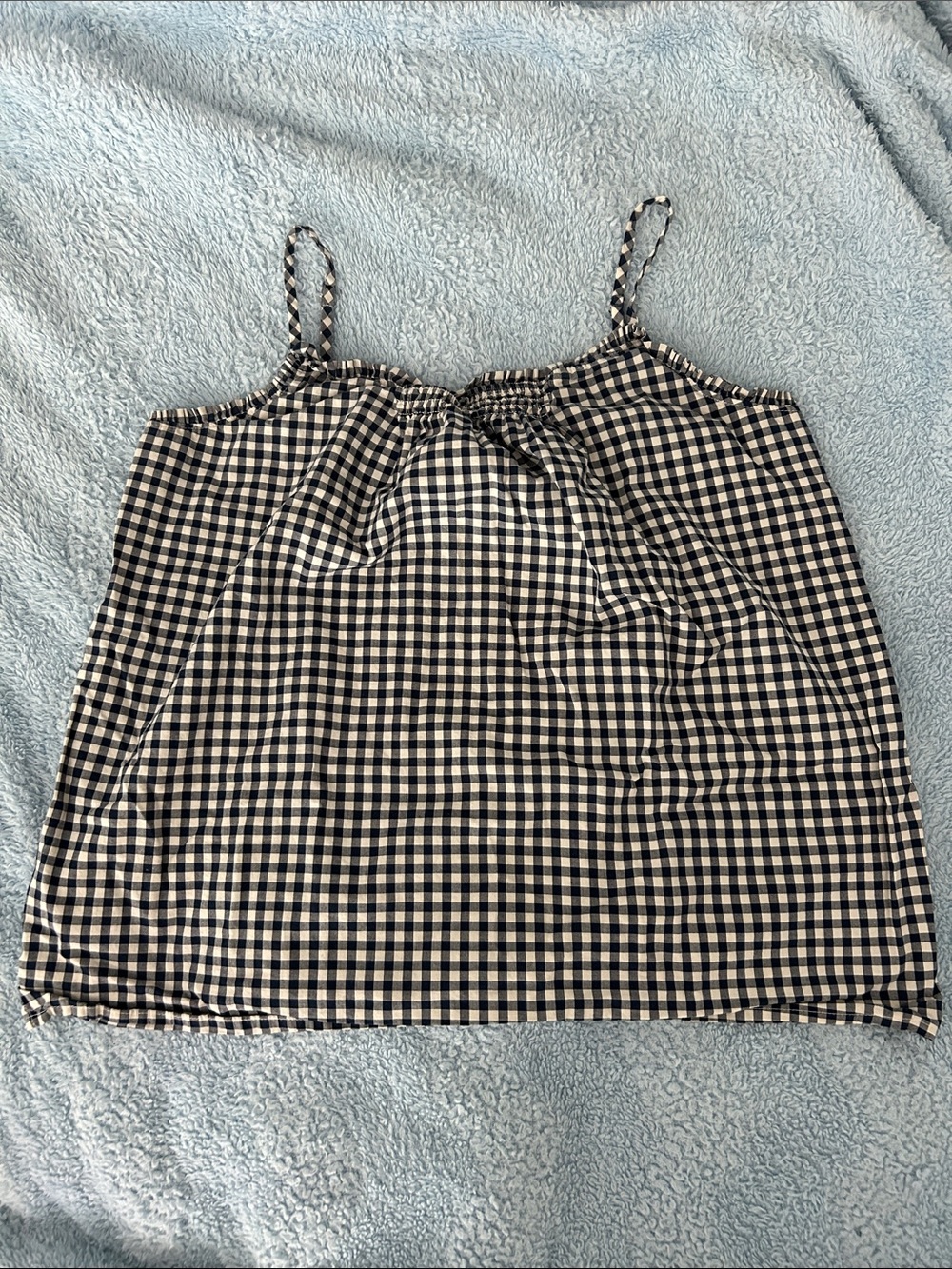 Draper James Land End Navy Blue Gingham Top Size M